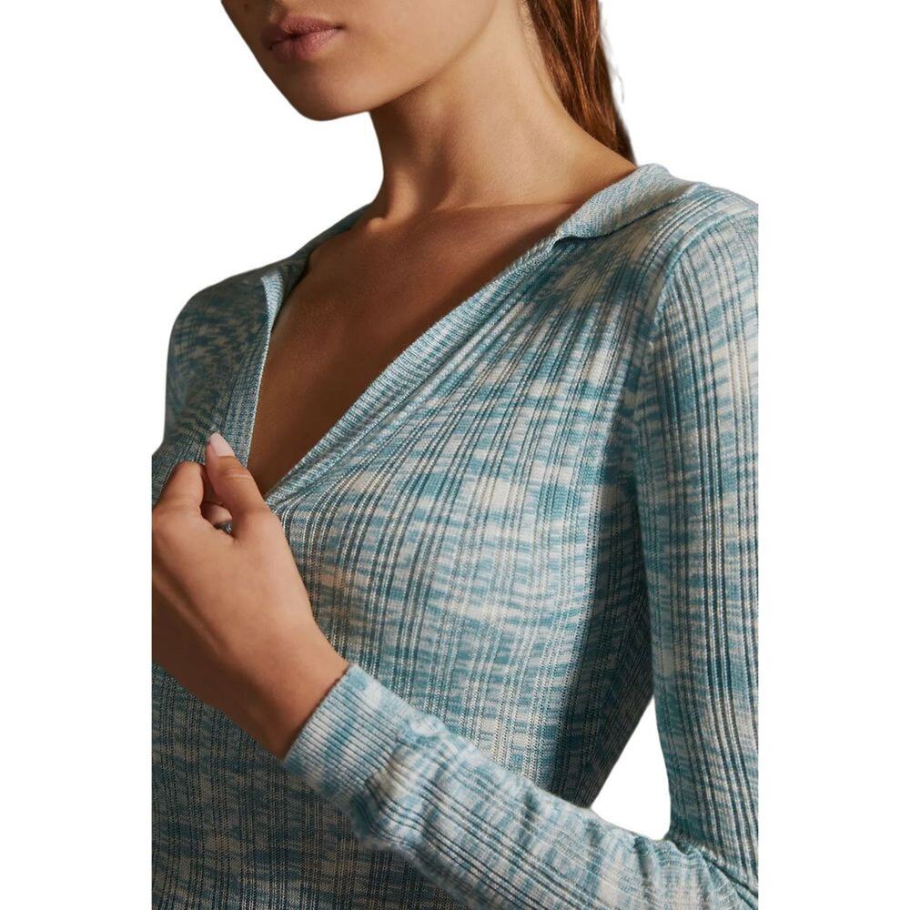 L*Space Aria Blue Ribbed Knit Long Sleeve Mini Dress S NWT - Picture 5 of 7